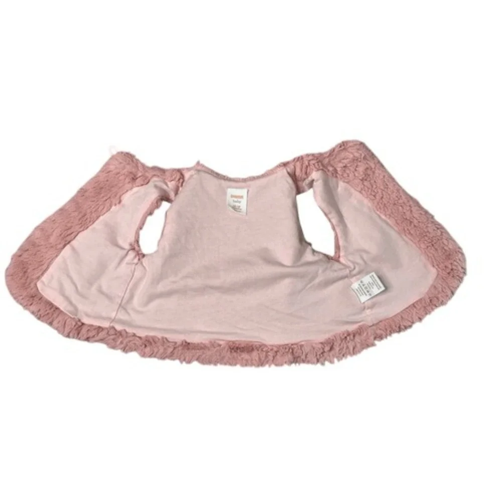 Gymboree Pink Faux Fur Girl Infant Button Vest 12-18 months Fuzzy‎ Furry Pastel